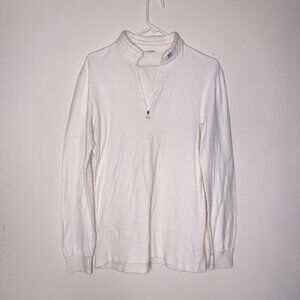 White Mäser Quarter Zip Cotton Fleece Sweater - Size 42 (US Medium)